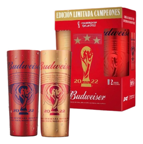 2 Vasos Mundial Budweiser Fifa Qatar Campeones Argentina