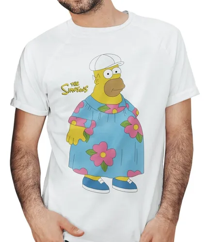 Playera Blanca Estampado Homero Simpson Gordo Cuotas sin inter s