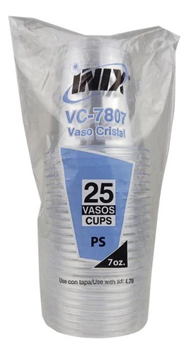 Vaso Tipo Cristal De 7oz Con Tapa Marca Inix (1000 Juegos)