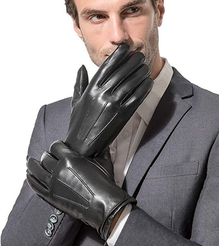 Guantes De Cuero Talla L Negro De Conducción Pantalla Tactil