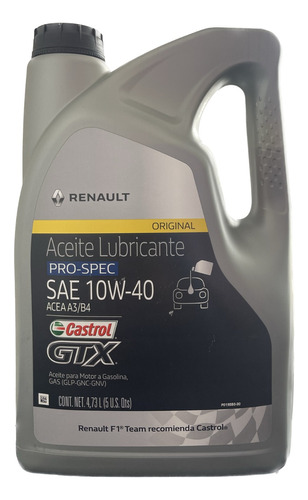 Aceite Renault Castrol Gtx Pro-spec 10w40 A3/b4 - 1 Galón