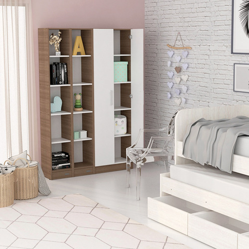 Despensero Organizador Mueble De Cocina Mosconi 1,80 Mts. Color Carvalho Mezzo Frente Blanco