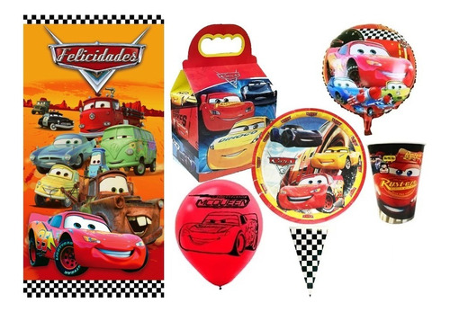 Cars Rayo Mcqueen Kit De Fiesta 20 Niños Dulceros Platos