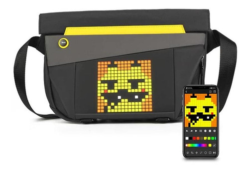 Pochete Divoom Com Painel Pixel Art Pixoo Slingbag V Preto Desenho do tecido Liso