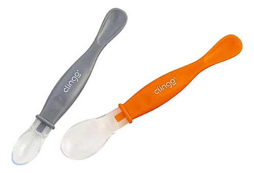 Colheres Para Bebê Ponta Dupla Silicone Macia Clingo C2243