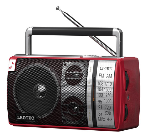 Leotec Radio Am Fm, Radio Bluetooth Portátil, Enchufe De Par