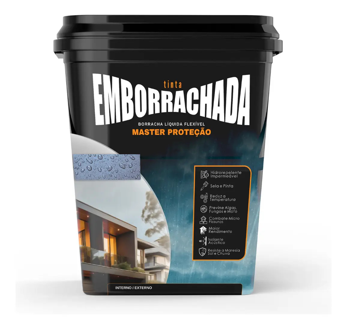 Tinta Emborrachada Masterfix 20kg Impermeável Flexível Acabamento Fosco Cor Nanquim