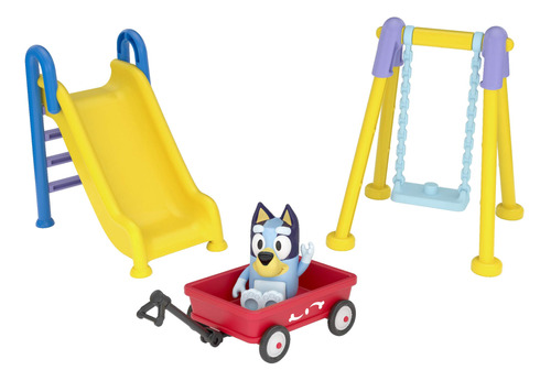 Bluey Park Playset 2.5  Figura, Carro, Columpio Y Tobogan