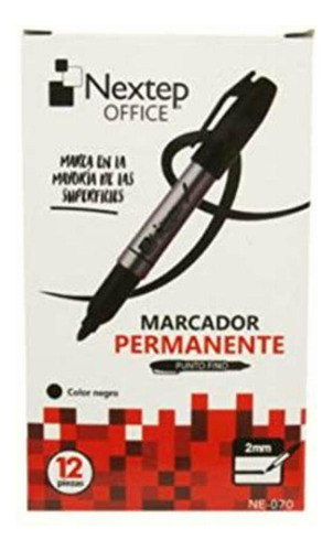 Marcador Permanente Nextep Punto Fino 2mm Color Negro C/12