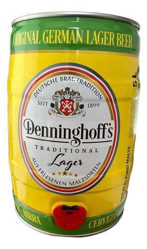 Barril De Cerveza Denninghoffs Lager 5 Litros Con Canilla