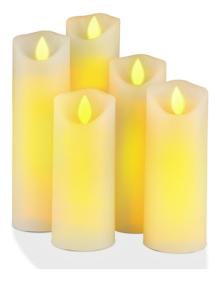 Eldnacele Velas de color marfil sin llama velas de cera real paquete de 6 parpadeando con control remoto de 10 teclas luces LED c/álidas 3D funciona con pilas