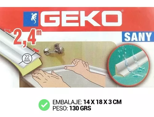 Burlete Sellador Junta Sanitaria Impermeable Geko 2,4mt Baño - Abete