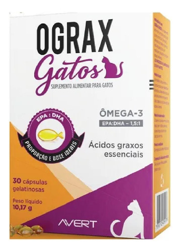 Ograx Gatos C/30 Cápsulas Avert Omega 3 Epa + Dha