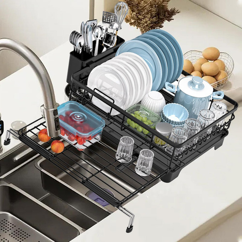 Plato Estante Negro Extensible Versátil Fregadero De Secado