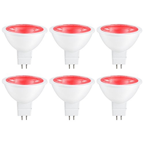 Bombilla Reflectora Led Mr16, Rojo, 3w, 6 Unidades