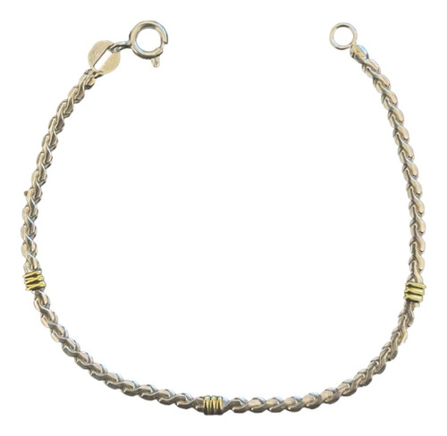 Pulsera Víbora Maciza 18cm Plata 925 Y Oro