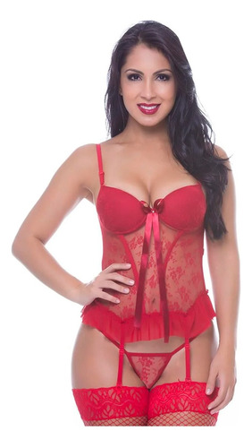 Espartilho Lingerie Luxo Renda Fio Dental Transparente