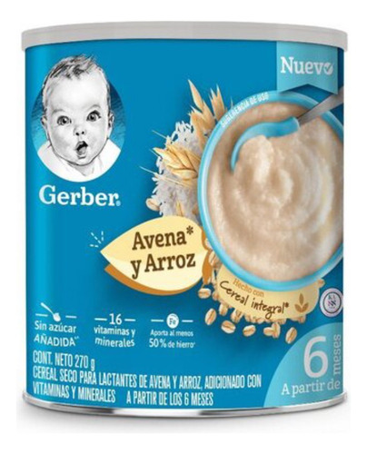 Cereal Gerber Avena Y Arroz 270 Gramos