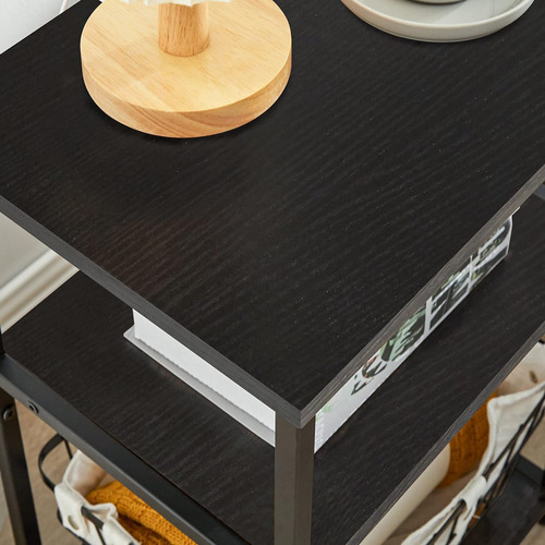 Side Table, 3-tier End Table, Industrial Nightstand Small Ta