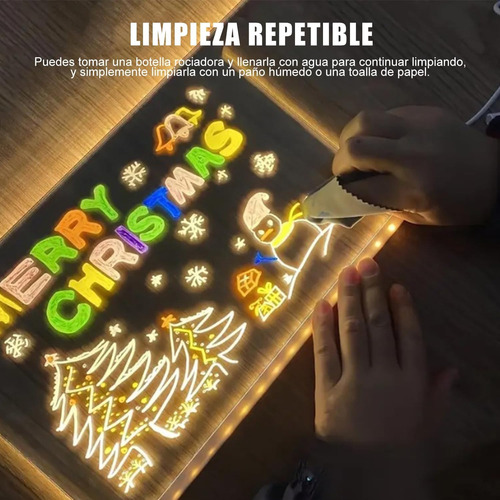 Pizarra De Borrado Seco Con Luz Con Borrables De 7 Colores