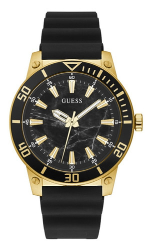 Reloj Negro Hombre Guess Reloj De Pulsera Color Del Bisel Dorado Color Del Fondo Dorado