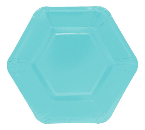 Plato Hexagonal Colores 17 Cm X6 Descartables - Cc Color Aqua