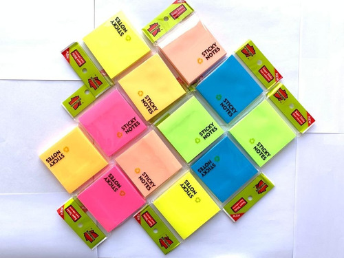 Notas Adhesivas Colores 76*76 Mm Neon Paq*12 Tacos