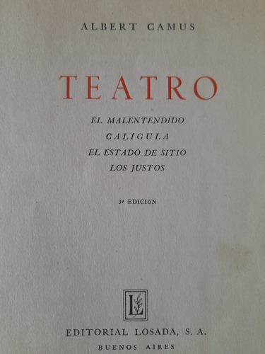 Albert Camus Teatro Caligula Estado De Sitio Y Más 1955 B2