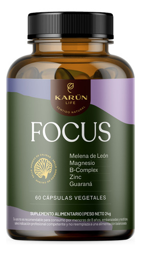 Focus Claridad Mental Y Cognitiva 60 Cap Karun Life
