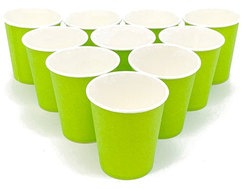 10 Vasos Verdes Papel Lisos Fiesta 