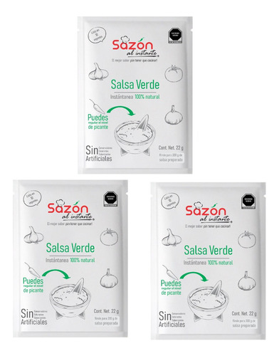 Salsa Deshidratada 100% Natural Sazón Al Instante® 3 Verdes