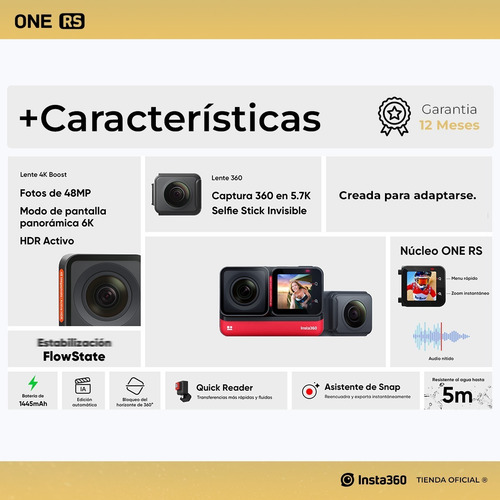 Imagen 5 de 9 de Cámara De Video Insta360 One Rs Twin Edition 360° 4k Oficial