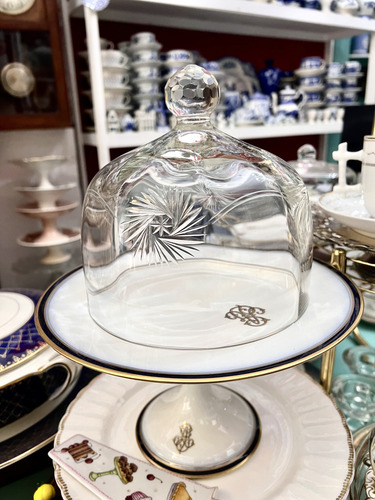 Campana Antigua Cristal Hialino Tallada Quesera Bombonera (Usado)