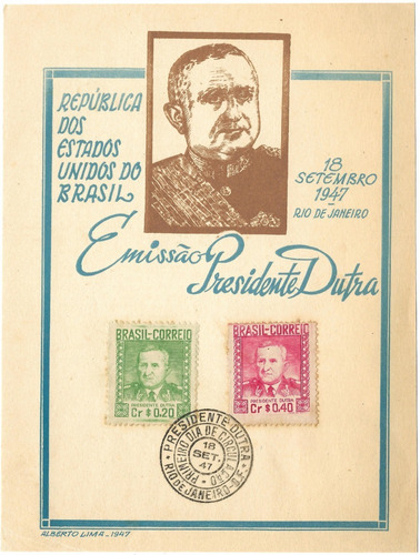 Folhinha Com Cbc Selo 231-232 Presidente Gaspar Dutra 1947