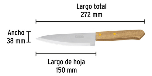 Cuchillo Acero Inoxidable 6'' Mango De Madera Pretul