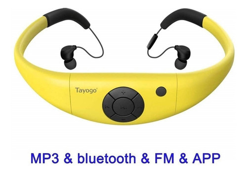 Reproductor Mp3 A Prueba De Agua De 8gb Bluetooth, Amarillo