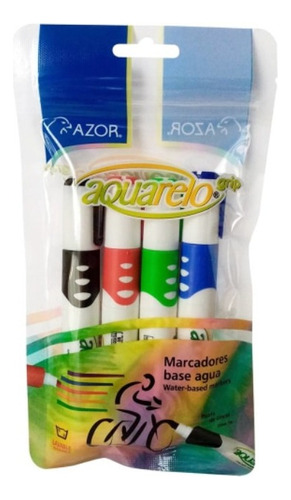 Marcadores Base De Agua 4pz Azor