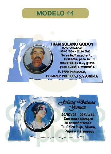 Imagen 4 de 10 de Placa Recordatoria, Lapida, Cementerio, 20x10cm Con Foto 6x6