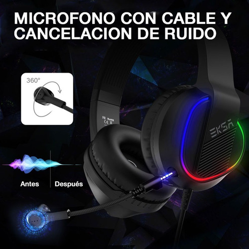 Imagen 8 de 9 de Auriculares Gamers Headset Pc Eksa E400 Rgb Multiplataforma