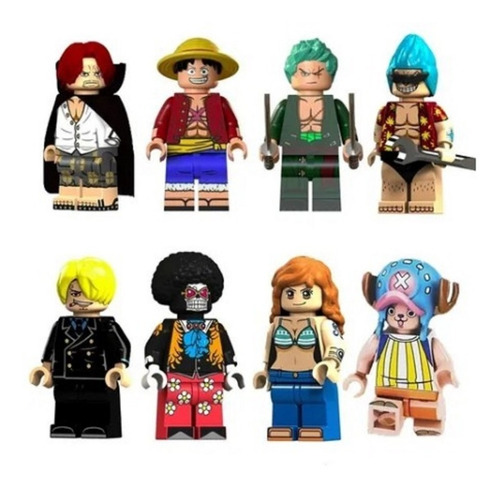 Set 8 Muñecos One Piece - Luffy Zoro Sanji Bloques P/ Armar