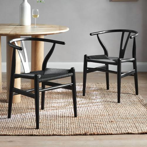 Set De 4 Sillas De Comedor Moderna Tipo Wishbone Acero Negro