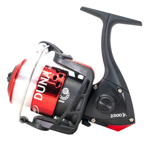 Reel Spinit Duna 2500 Jr Pesca Frontal Cargado Con Nylon Color Rojo