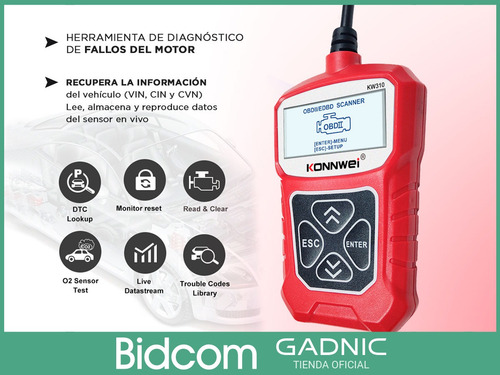 Imagen 6 de 10 de Scanner Automotriz Multimarca Konnwei Obd2 Profesional Lcd