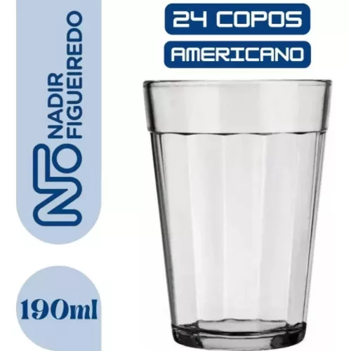 Jogo de Copos Nadir Americano em Vidro Transparente 6 Peças 190ml