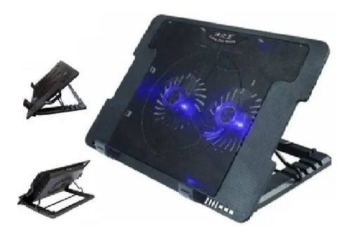 Base Enfriadora Para Laptop, Posiciones 2 Ventiladores Clr26 Color Negro Color Del Led Azul