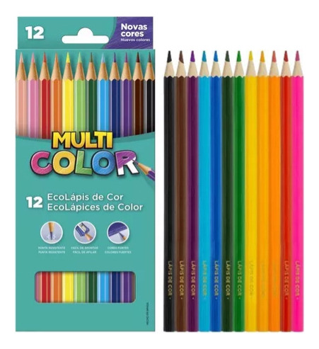 Kit 2 Lápis De Cor Multicolor Faber Castell Escolar 12 Cores