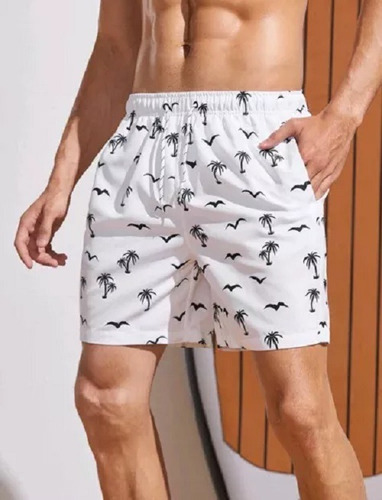 Traje De Baño Blanco Short Para Hombre Nuevo Talla M !