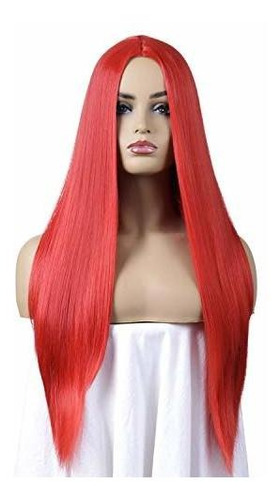 Pelucas - Peluca - Long Red Wig | Qaccf 28  Long Straight Mi
