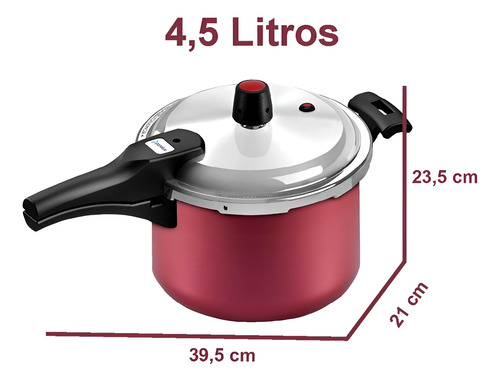 Panelux Panela 4,5l Fechamento Externo Cereja