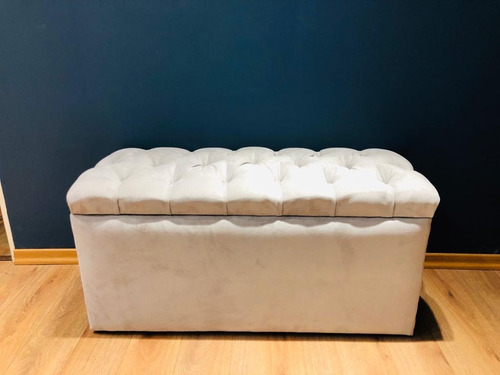 Pie De Cama Baulera Capitone 1,0mts En Chenille Premium